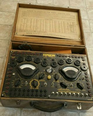 Antique Tube Tester Supreme 385 Automatic W/ Adapters Instruments Radio Vacuum