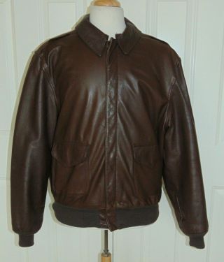 Vtg Cooper Type A - 2 Air Force Brown Leather Bomber Jacket Size 46l Made In Usa