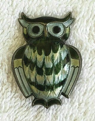 David Andersen Norway Sterling Silver Enamel Owl Brooch / Pin