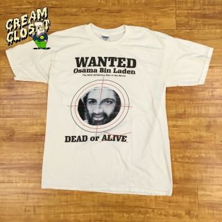 Vintage Osama Bin Laden Wanted Dead Or Alive Photo Tee In White Size Large