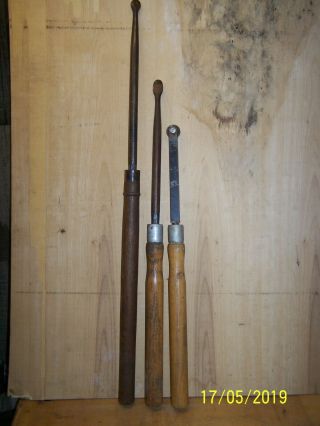 3 Vintage Long Lathe Metal Spinning Shaping Tools,  2 Marked Boice Crane
