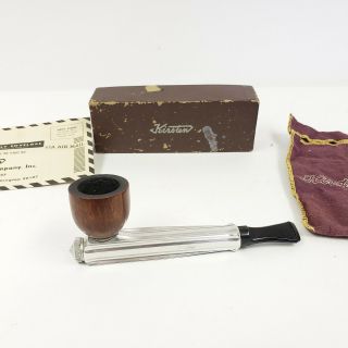 Kirsten L Aluminum & Wood Vintage Estate Tobacco Smoking Pipe W/ Bag & Box Usa