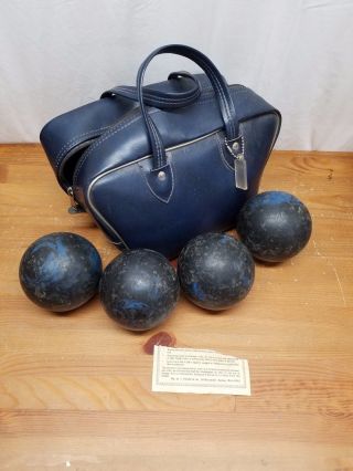 Vintage Ladies Candlepin Bowling Ball Set 4 Blue Gladding Balls Bag Shoes 5