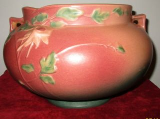 Antique Roseville Art Pottery Columbine Large Jardiniere Pink 655 - 8 Planter