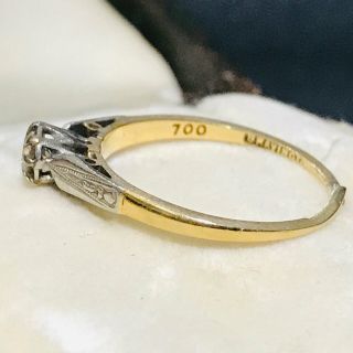 Art Deco 18ct,  Gold & Platinum Diamond solitaire 0.  20ct engagement ring,  C1920 3