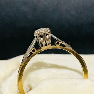 Art Deco 18ct,  Gold & Platinum Diamond solitaire 0.  20ct engagement ring,  C1920 5