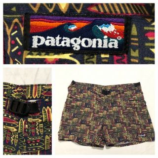 Vintage Patagonia Allover Print Belted Swim Trunks Shorts Baggies Mens Large L