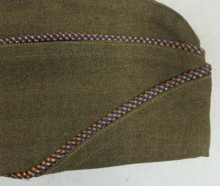 WW2 Vintage US ARMY AIR CORPS Piped EM OVERSEAS CAP Olive Drab GARRISON HAT 2