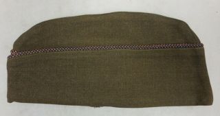 WW2 Vintage US ARMY AIR CORPS Piped EM OVERSEAS CAP Olive Drab GARRISON HAT 3