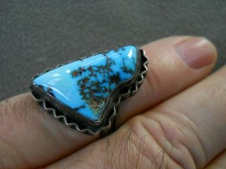 Vintage Native American Indian Navajo Turquoise Sterling Silver Ring Size 6.  75/7
