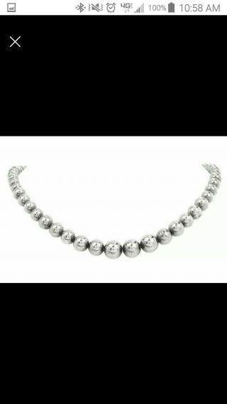 Tiffany & Co Heavy 28.  2 Gram 925 Sterling Silver Graduated Beaded Necklace