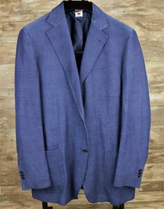 Borrelli Luxury Vintage Archivio Sorrento Blue Linen Silk Vacation Blazer 42