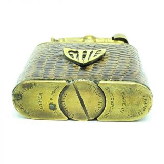 Vintage Dunhill Unique B Gold Plate Leather Wrap Lift Arm Lighter With Monogram 8