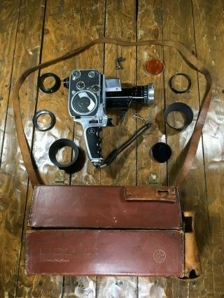 Vintage Bolex P1 Paillard Reflex Zoom 8mm Movie Camera & Leather Case W/