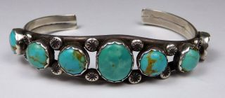 Vintage Native American Sterling Silver Turquoise Cuff Bracelet - For Repair