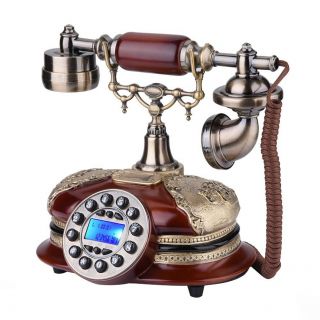Vintage Wall Phone Rotary Dial Antique Telephone Novelty Classic Wood