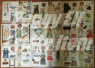 1923 DOLLY ' S DAY BY DAY WEEK DAY CARDS PAPER DOLLS 9 PAGES DOLLS & CLOTHES UNCUT 6