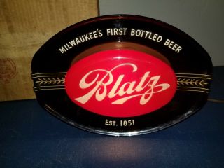 (Vtg) 1940s Blatz Beer red oval back bar light up sign & box rare 3
