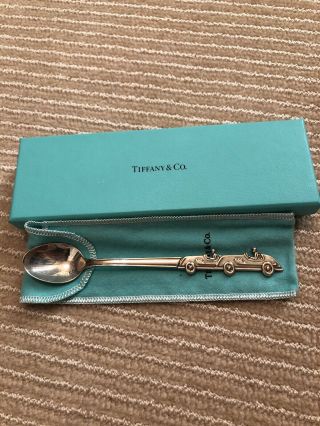 Tiffany & Co Sterling Silver Race Car Baby Spoon 6” Long