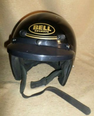 Vintage Bell Mag Motorcycle Helmet Size Large Or Xl Black & Gold Lettering