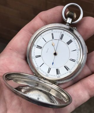 A GENTS LARGE ANTIQUE SOLID SILVER PRESENTATION FUSEE POCKET WATCH,  1897 3