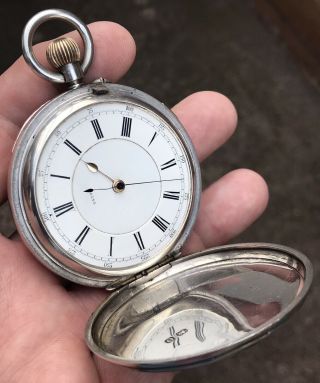 A GENTS LARGE ANTIQUE SOLID SILVER PRESENTATION FUSEE POCKET WATCH,  1897 4