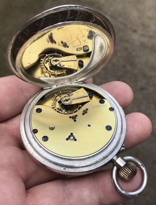 A GENTS LARGE ANTIQUE SOLID SILVER PRESENTATION FUSEE POCKET WATCH,  1897 6