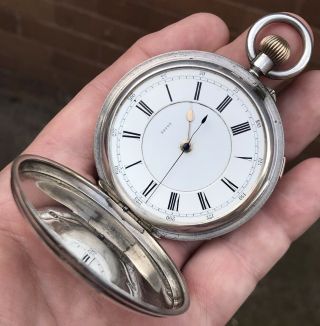 A GENTS LARGE ANTIQUE SOLID SILVER PRESENTATION FUSEE POCKET WATCH,  1897 8