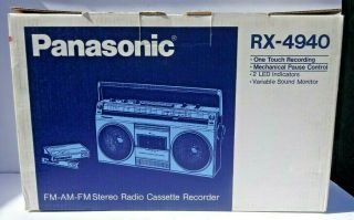 Vintage 1980s Panasonic Rx - 4940 Am/fm Stereo Cassette Recorder Boom Box Nib