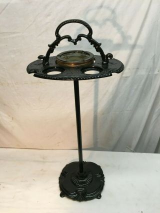 Vintage Cast Iron Pedestal Smoking Stand Mid Century Victorian Steam Punk Look