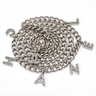 Authentic Chanel Coco Mark Waist Chain Letter Belt Plating Silver Vintage