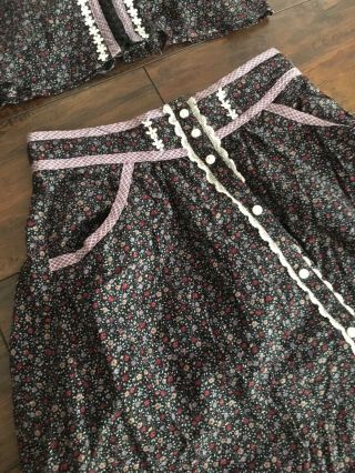 Vintage Gunne Sax Skirt & Shirt Festival Sz 9 / 11 Button Tank 2 Piece Separates 6