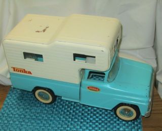 1960’s Vintage Tonka Turquoise Truck And White Camper