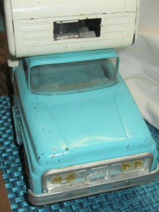 1960’s Vintage Tonka Turquoise Truck And White Camper 6