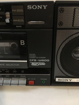 SONY CFS - W600 Tran Sound Boombox With Eq And 2 Way Speaker Vintage 4