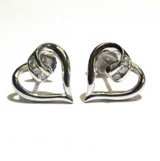 14k White Gold.  12ct I2 H Diamond Heart Stud Earrings 1.  9g Ladies Vintage