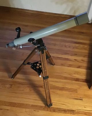 Vintage Sears Astronomical Telescope With Wooden Tripod & Case