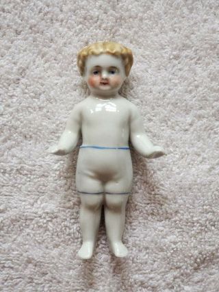 Rare Antique Frozen Charlotte Blonde Bathing Child Doll Bath Salts Doll