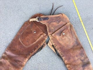 Vintage Old Westrn Cowboy Leather Chaps & Pockets