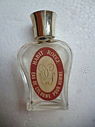 Old Vintage French Guerlain Habit Rouge Empty Little Bottle