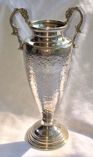 C.  1910 - 1920 Art Deco / Arts & Crafts Hammered Solid Sterling Silver Urn / Vase