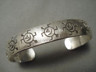Vintage Navajo Intricate Genius Turtle Sterling Silver Bracelet