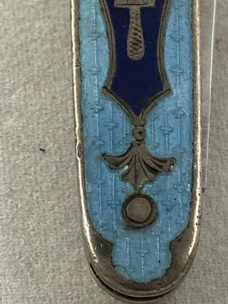 Vintage Voos Sterling Silver Enamel Cloisonne Masonic Folding Pocket Knife 1 2