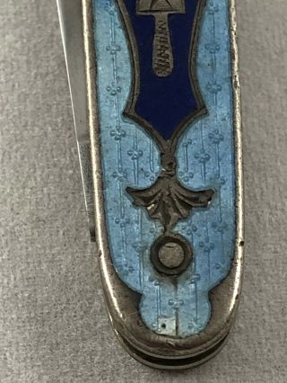 Vintage Voos Sterling Silver Enamel Cloisonne Masonic Folding Pocket Knife 1 5