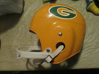 Vtg.  2 - Bar Macgregor E69g Green Bay Packers Helmet & Chin Strap 11  L X 8 W X9  H