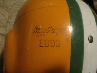 VTG.  2 - BAR MACGREGOR E69G Green Bay Packers HELMET & CHIN STRAP 11  L X 8 W X9  H 4