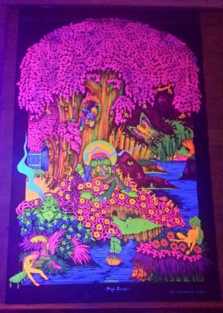 1971 " Magic Forest " Black Light Poster Joe Petagno Hippie Nude Rare