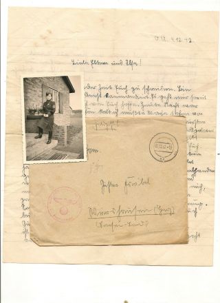 Ww2 German Document Cards Feldpost 27069 1942 Stamp Brife Photo