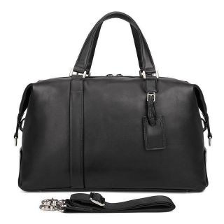 " Wakefield " Soft Vintage Leather Overnight Duffel Travel Bag - Black