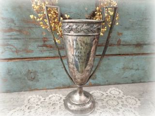 Silver Plate Antique Trophy Cup 1920s Bowling Engraved Vintage Decor For Men